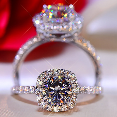 Luxury Square Shape Brilliant Cubic Zirconia Elegant Ring