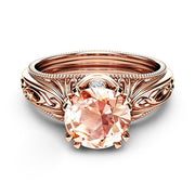 Rose Gold Color With Shiny Champagne AAA Cubic Ziron Fashion Hollow Out Pattern Ring