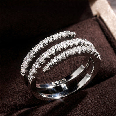 Surround Shaped Shiny Crystal CZ Statement Ring
