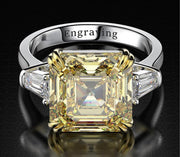 100% 925 Sterling Silver Created Citrine Gemstone Ring