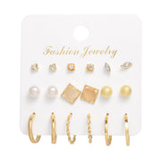 Variety of Earrings, Bohemian Fashion, Geometric Crystal Heart Stud Earrings