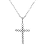 Iced Out Crystal Ankh & Cross Pendant Tennis Necklace Shining Rhinestone Chain