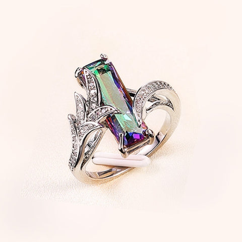 Beautiful Multicolored Rectangular Stone Ring/Necklace Set Novel Design