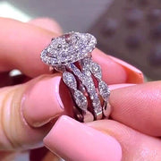 2Pc/Set Luxury Full Cubic Zirconia High Quality Ring Set