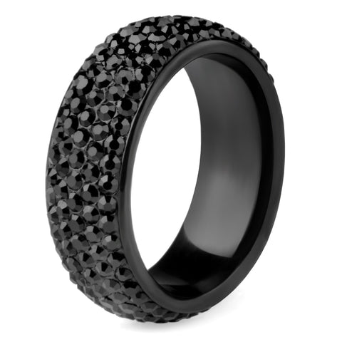 Arc Stainless Steel Crystal Full Size Black & White  Unisex Ring
