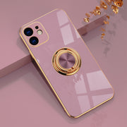 Luxury Ring Case For iPhone 12 11 13 Pro Max XS XR X 7 8 Plus SE 2020 13 Plating Silicone TPU Soft Cover With Ring Holder/Stand