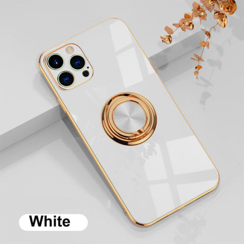 Luxury Ring Case For iPhone 12 11 13 Pro Max XS XR X 7 8 Plus SE 2020 13 Plating Silicone TPU Soft Cover With Ring Holder/Stand