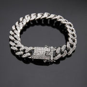 Iced Out Micro Paved Rhinestone Link 15mm Chains Cz Bling Men’s Bracelet