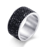 Fashion Full Crystal Big Romantic Stainless Steel Ring Bague Femme