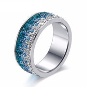 Fashion Full Crystal Big Romantic Stainless Steel Ring Bague Femme