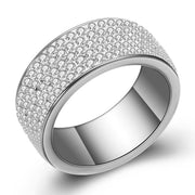 Fashion Full Crystal Big Romantic Stainless Steel Ring Bague Femme