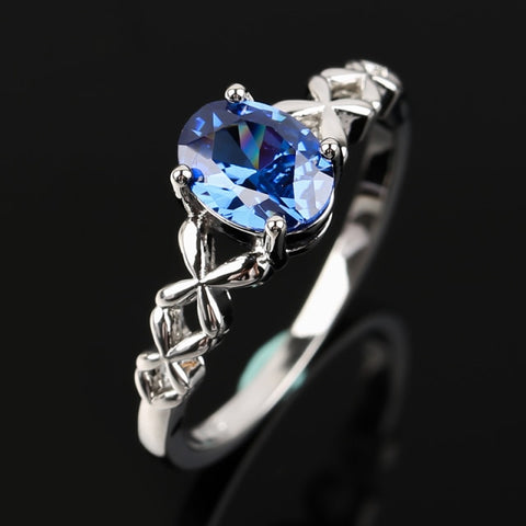 Big Blue Stone CZ  Charm Ring