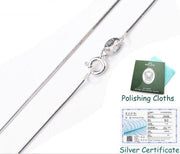 Thin Real 925 Sterling Silver Chain Necklace W/Certificate (No Fade Allergy Free