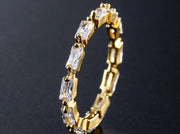 Fashion Luxury Multicolor Charm AAA Baguette Cubic Zirconia T Shape Stone Ring