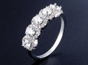 Fashion Luxury Multicolor Charm AAA Baguette Cubic Zirconia T Shape Stone Ring