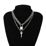 Bling Lock Pendant  Iced Out Shiny Cubic Zircon Chain Set for Men
