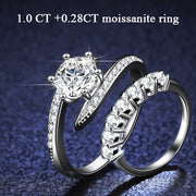 100% Real Moissanite Round Brilliant Diamond 6 Prong Bent Nail Sterling Silver Ring