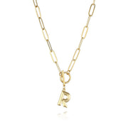 Toggle Clasp Initial/Letter Stainless Steel Chain Thick OT Buckle Necklace