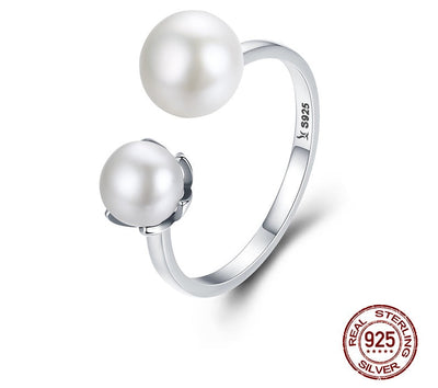 925 Sterling Silver Freshwater Pearl Open Style Ring