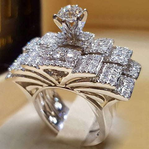 Elegant ZC Silver Ring Set