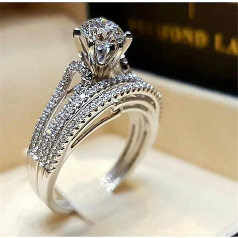 Elegant ZC Silver Ring Set