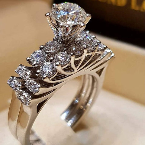 Elegant ZC Silver Ring Set
