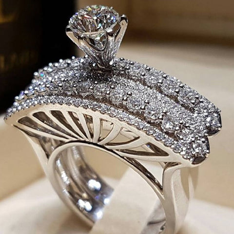 Elegant ZC Silver Ring Set