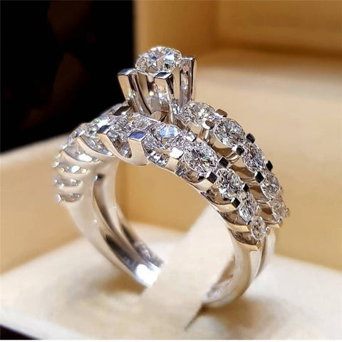 Elegant ZC Silver Ring Set