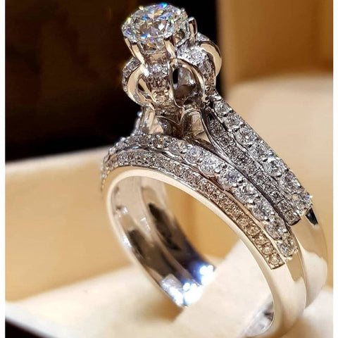 Elegant ZC Silver Ring Set
