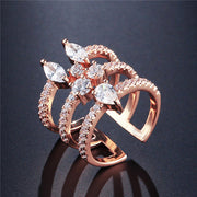 Luxury Round Shape Clear Micro Pave Zirconia Stone Open Cuff Rings & Bracelets